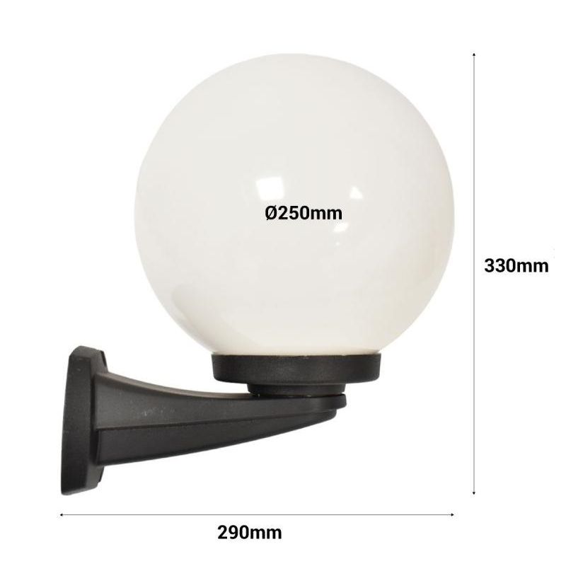NARDO G250 APPLIQUE IN RESINA BIANCA O NERA CON SFERA D25 CM BIANCO LATTE IP55 MADE IN ITALY DARK LIGHT - Cristalensi Shop Onlin