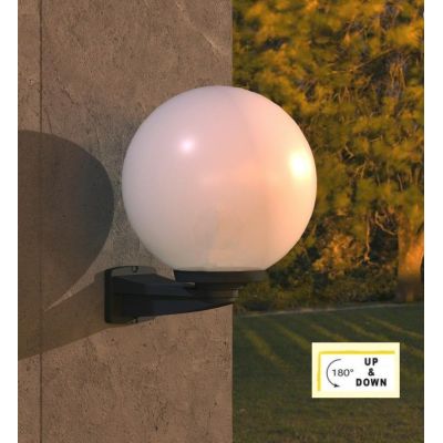 NARDO G250 APPLIQUE IN RESINA BIANCA O NERA CON SFERA D25 CM BIANCO LATTE IP55 MADE IN ITALY DARK LIGHT - Cristalensi Shop Onlin