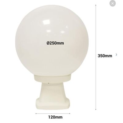 DISMA G250 PALETTO ALTEZZA 35 CM IN RESINA BIANCA O NERA CON SFERA BIANCO LATTE IP55 MADE IN ITALY DARK LIGHT - Cristalensi Shop