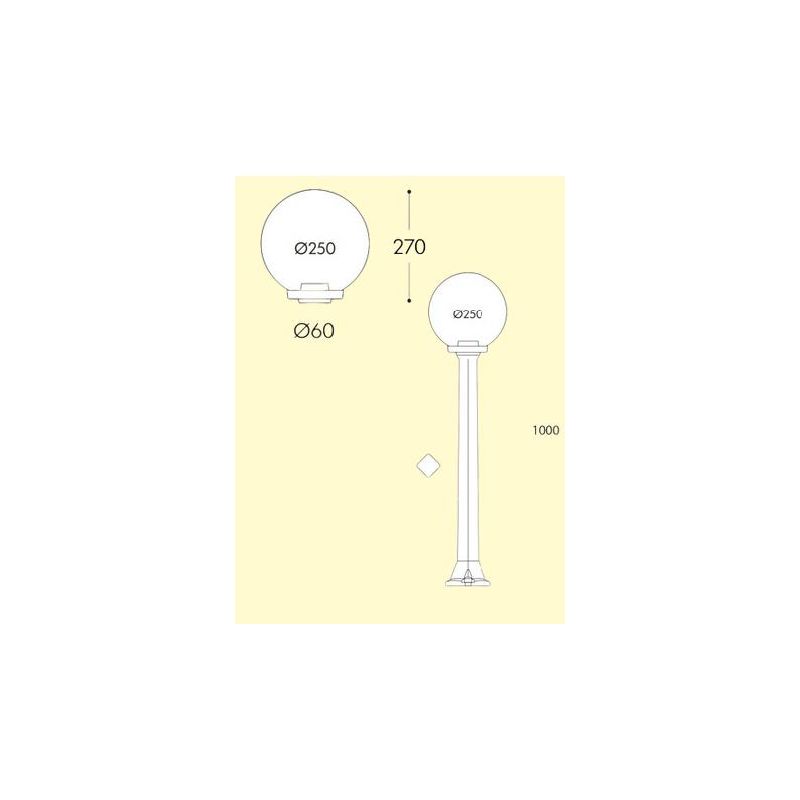 GIAFFA G250 PALO DA GIARDINO ALTEZZA 100 CM IN RESINA BIANCA O NERA CON SFERA BIANCO LATTE IP55 MADE IN ITALY DARK LIGHT - Crist