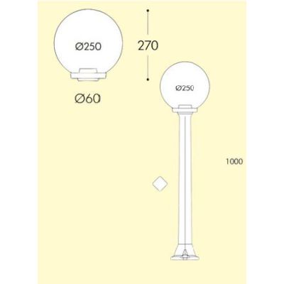 GIAFFA G250 PALO DA GIARDINO ALTEZZA 100 CM IN RESINA BIANCA O NERA CON SFERA BIANCO LATTE IP55 MADE IN ITALY DARK LIGHT - Crist