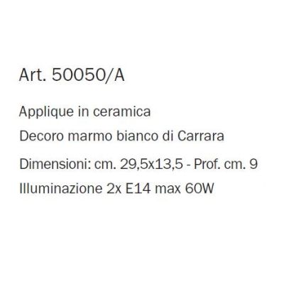 LAMPADA DA PARETE RUSTICA IN TERRACOTTA CON DECORO EFFETTO MARMO MADE IN ITALY DELLA IMAS IMAS - Cristalensi Shop Online