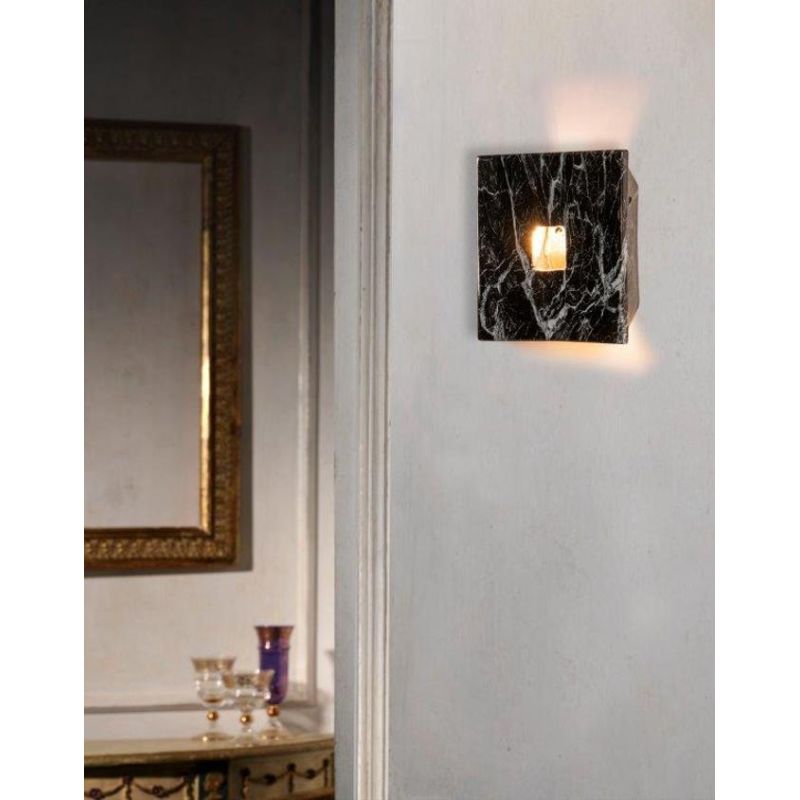 LAMPADA DA PARETE QUADRATA IN TERRACOTTA CON DECORO EFFETTO MARMO STILE RUSTICO MADE IN ITALY IMAS - Cristalensi Shop Online