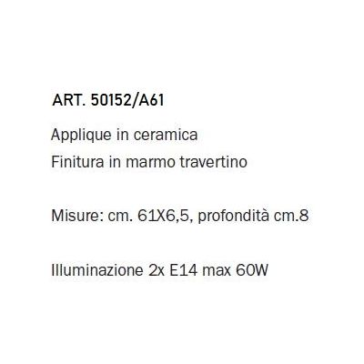 LAMPADA DA PARETE RETTANGOLARE IN TERRACOTTA CON DECORO EFFETTO MARMO RUSTICA MADE IN ITALY IMAS - Cristalensi Shop Online