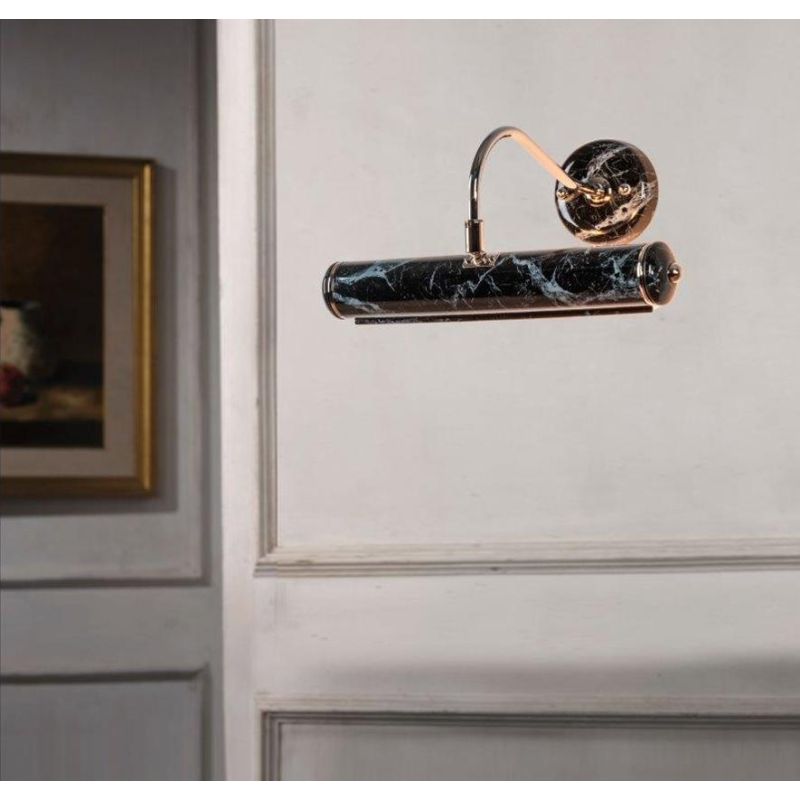 APPLIQUE DA SPECCHIO O SOPRA QUADRO IN OTTONE CROMATO E CERAMICA DECORATA IN EFFETTO MARMO MADE IN ITALY IMAS - Cristalensi Shop