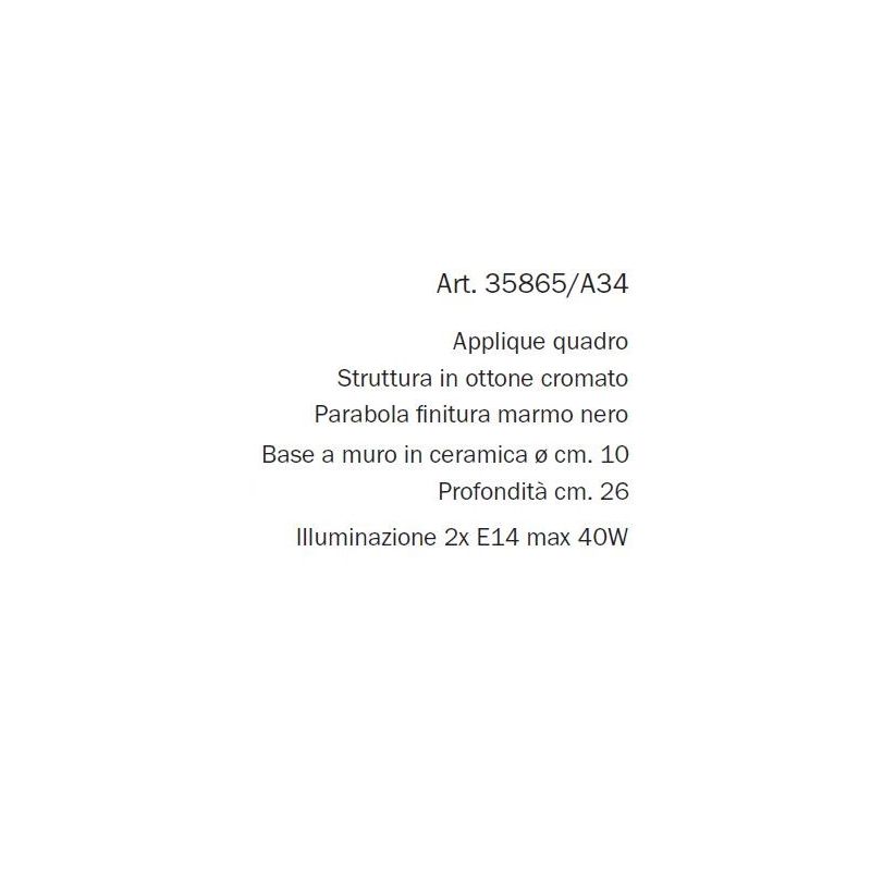 APPLIQUE DA SPECCHIO O SOPRA QUADRO IN OTTONE CROMATO E CERAMICA DECORATA IN EFFETTO MARMO MADE IN ITALY IMAS - Cristalensi Shop