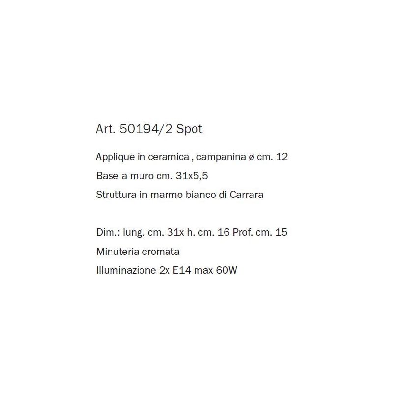 APPLIQUE A 2 LUCI IN TERRACOTTA CON DECORO EFFETTO MARMO SPOT ORIENTABILI RUSTICA MADE IN ITALY IMAS - Cristalensi Shop Online