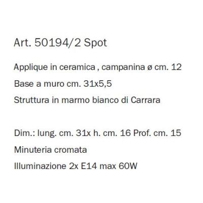 APPLIQUE A 2 LUCI IN TERRACOTTA CON DECORO EFFETTO MARMO SPOT ORIENTABILI RUSTICA MADE IN ITALY IMAS - Cristalensi Shop Online