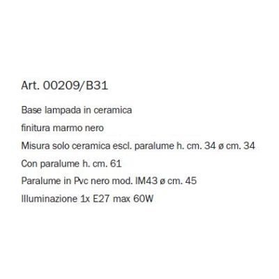 LAMPADA DA TAVOLO IN CERAMICA EFFETTO MARMO CON PARALUME IN PVC MADE IN ITALY RUSTICA DELLA IMAS IMAS - Cristalensi Shop Online