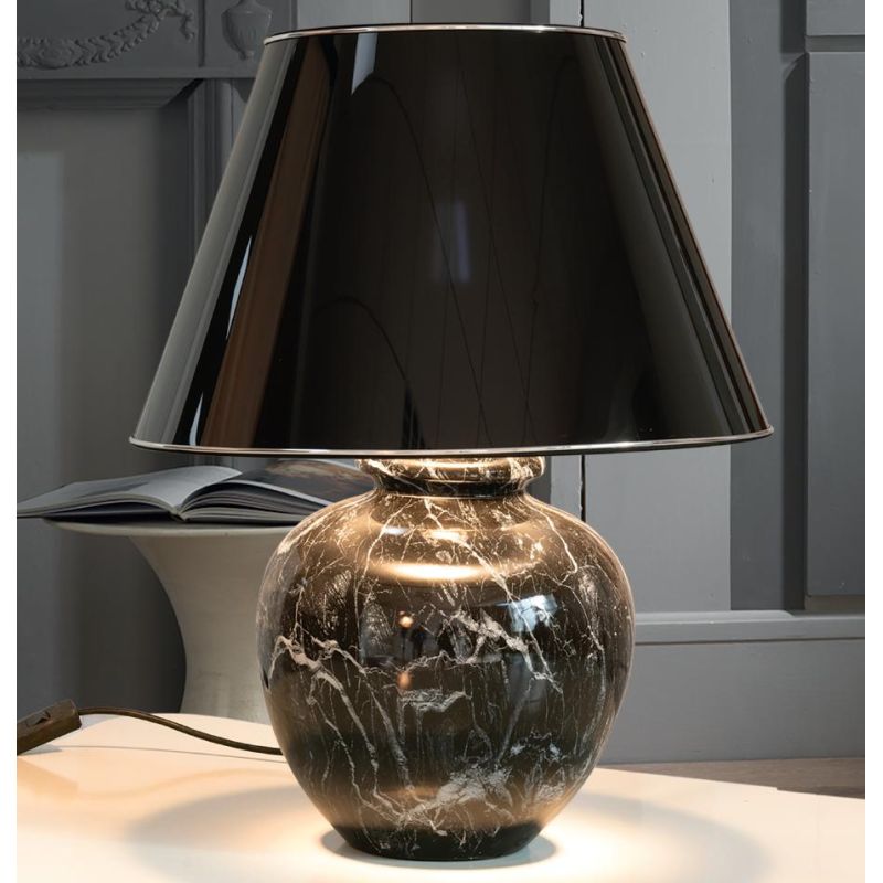 LAMPADA DA TAVOLO IN CERAMICA EFFETTO MARMO CON PARALUME IN PVC MADE IN ITALY RUSTICA DELLA IMAS IMAS - Cristalensi Shop Online