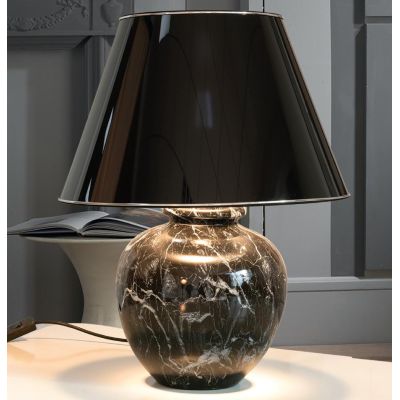 LAMPADA DA TAVOLO IN CERAMICA EFFETTO MARMO CON PARALUME IN PVC MADE IN ITALY RUSTICA DELLA IMAS IMAS - Cristalensi Shop Online