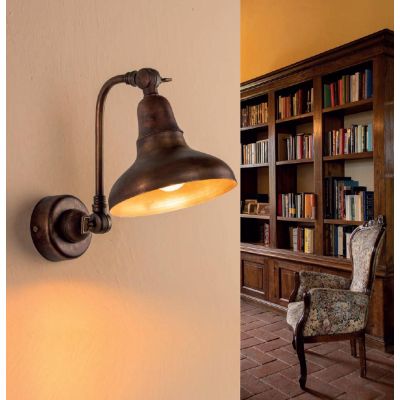 APPLIQUE IN OTTONE ANTICATO PARABOLA CON DOPPIO SNODO STILE RUSTICO MADE IN ITALY DELLA IMAS IMAS - Cristalensi Shop Online