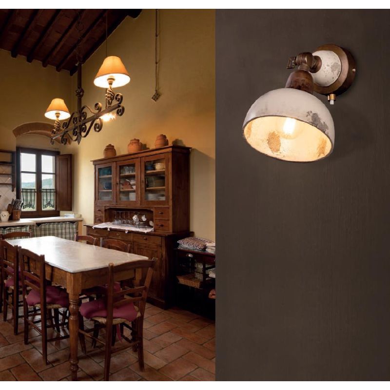 APPLIQUE IN OTTONE E CERAMICA DECORATA A MANO CON SNODO E PULSANTE ON/OFF MADE IN ITALY DELLA IMAS IMAS - Cristalensi Shop Onlin