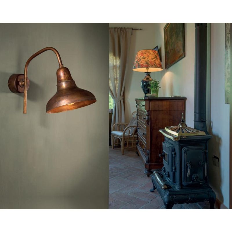 LAMPADA DA PARETE IN OTTONE ANTICATO STILE RUSTICO MADE IN ITALY DELLA IMAS IMAS - Cristalensi Shop Online