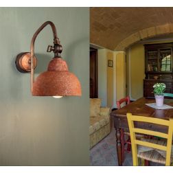 LAMPADA DA PARETE IN OTTONE ANTICATO E CERAMICA DECORATA CON SNODO STILE RUSTICO MADE IN ITALY DELLA IMAS IMAS - Cristalensi Sho 2