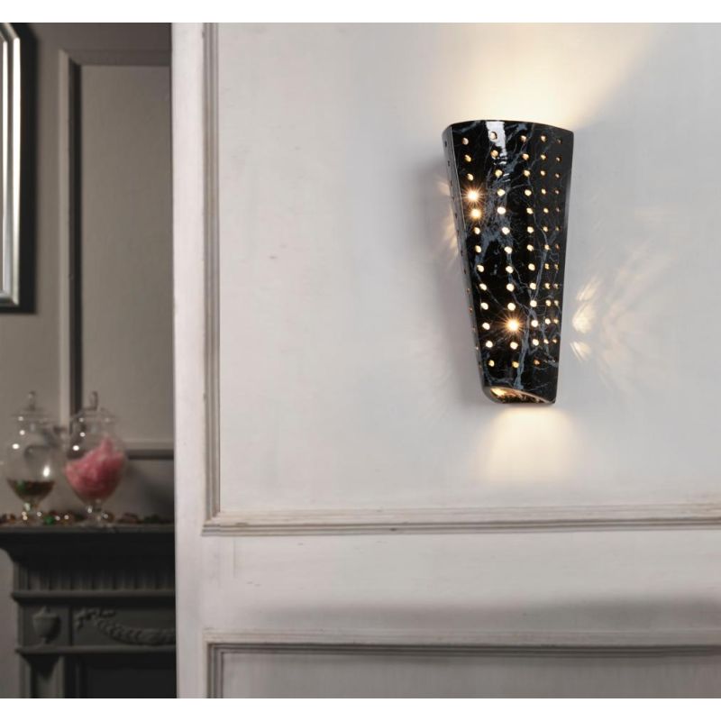 APPLIQUE DA PARETE STILE RUSTICO IN TERRACOTTA DECORATA EFFETTO MARMO PRODOTTO MADE IN ITALY IMAS - Cristalensi Shop Online