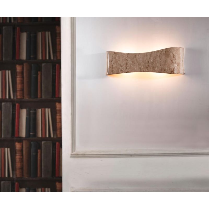 LAMPADA DA PARETE IN TERRACOTTA CON DECORO EFFETTO MARMO BIEMISSIONE DI LUCE STILE RUSTICO MADE IN ITALY IMAS - Cristalensi Shop
