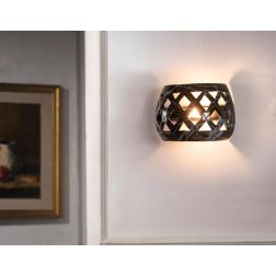 LAMPADA DA PARETE IN TERRACOTTA INTAGLIATA CON DECORO EFFETTO MARMO STILE RUSTICO MADE IN ITALY IMAS - Cristalensi Shop Online 2