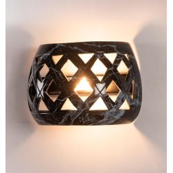 LAMPADA DA PARETE IN TERRACOTTA INTAGLIATA CON DECORO EFFETTO MARMO STILE RUSTICO MADE IN ITALY IMAS - Cristalensi Shop Online