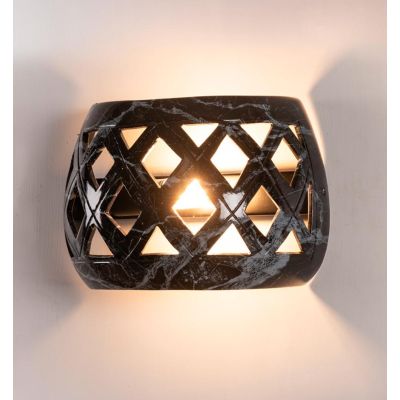 LAMPADA DA PARETE IN TERRACOTTA INTAGLIATA CON DECORO EFFETTO MARMO STILE RUSTICO MADE IN ITALY IMAS - Cristalensi Shop Online