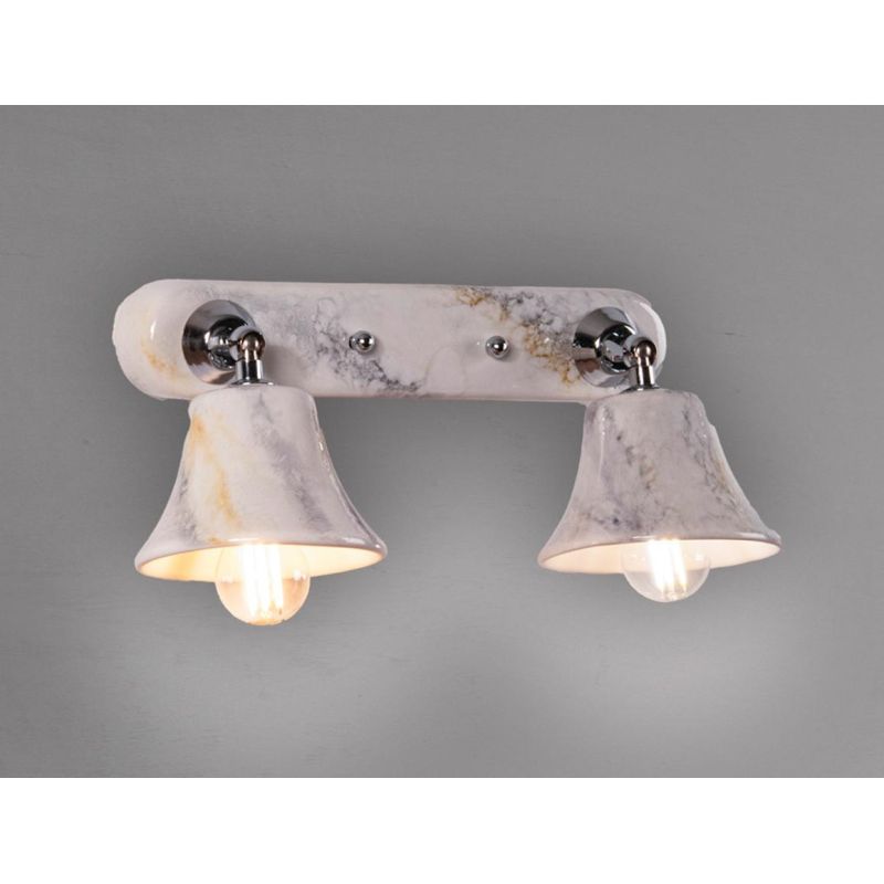 APPLIQUE A 2 LUCI IN TERRACOTTA CON DECORO EFFETTO MARMO SPOT ORIENTABILI RUSTICA MADE IN ITALY IMAS - Cristalensi Shop Online