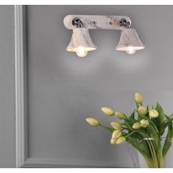 APPLIQUE A 2 LUCI IN TERRACOTTA CON DECORO EFFETTO MARMO SPOT ORIENTABILI RUSTICA MADE IN ITALY IMAS - Cristalensi Shop Online 2