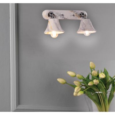 APPLIQUE A 2 LUCI IN TERRACOTTA CON DECORO EFFETTO MARMO SPOT ORIENTABILI RUSTICA MADE IN ITALY IMAS - Cristalensi Shop Online