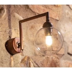 APPLIQUE DA ESTERNO IN OTTONE INVECCHIATO CON SFERA IN VETRO IP44 MADE IN ITALY RUSTICA DELLA IMAS IMAS - Cristalensi Shop Onlin