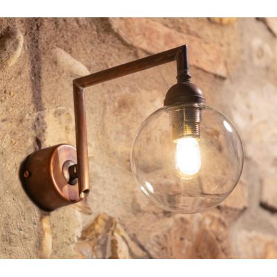 APPLIQUE DA ESTERNO IN OTTONE INVECCHIATO CON SFERA IN VETRO IP44 MADE IN ITALY RUSTICA DELLA IMAS IMAS - Cristalensi Shop Onlin