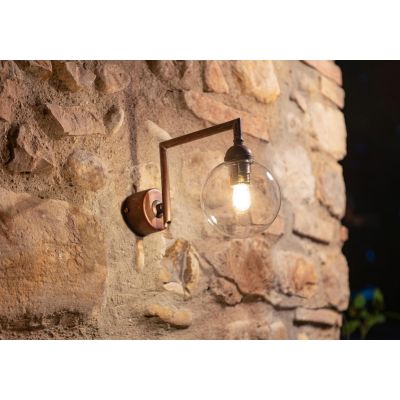 APPLIQUE DA ESTERNO IN OTTONE INVECCHIATO CON SFERA IN VETRO IP44 MADE IN ITALY RUSTICA DELLA IMAS IMAS - Cristalensi Shop Onlin