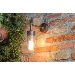 APPLIQUE DA ESTERNO IN OTTONE INVECCHIATO CON CILINDRO IN VETRO IP44 MADE IN ITALY RUSTICA DELLA IMAS IMAS - Cristalensi Shop On 2