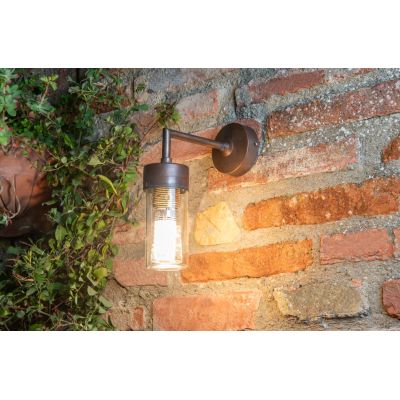 APPLIQUE DA ESTERNO IN OTTONE INVECCHIATO CON CILINDRO IN VETRO IP44 MADE IN ITALY RUSTICA DELLA IMAS IMAS - Cristalensi Shop On