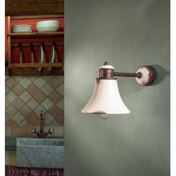 LAMPADA DA PARETE IN CERAMICA DECORATA E OTTONE STILE RUSTICO MADE IN ITALY DELLA IMAS IMAS - Cristalensi Shop Online 2