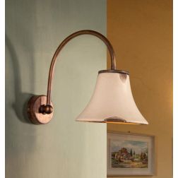 LAMPADA DA PARETE IN OTTONE CON DIFFUSORE IN CERAMICA DECORATA STILE RUSTICO MADE IN ITALY DELLA IMAS IMAS - Cristalensi Shop On