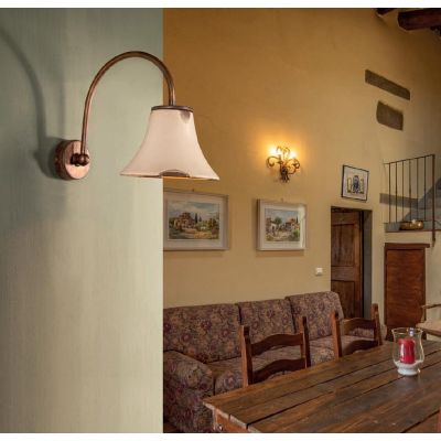 LAMPADA DA PARETE IN OTTONE CON DIFFUSORE IN CERAMICA DECORATA STILE RUSTICO MADE IN ITALY DELLA IMAS IMAS - Cristalensi Shop On