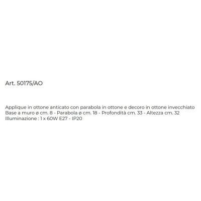 LAMPADA DA PARETE IN OTTONE ANTICATO CON SNODO IN STILE RUSTICO MADE IN ITALY DELLA IMAS IMAS - Cristalensi Shop Online