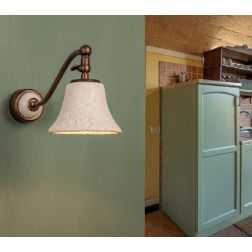 LAMPADA DA PARETE IN CERAMICA DECORATA E OTTONE CON SNODO IN STILE RUSTICO MADE IN ITALY DELLA IMAS IMAS - Cristalensi Shop Onli 2