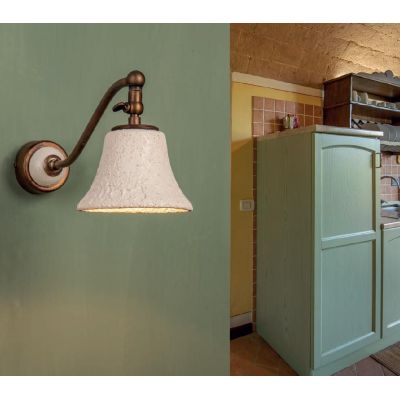 LAMPADA DA PARETE IN CERAMICA DECORATA E OTTONE CON SNODO IN STILE RUSTICO MADE IN ITALY DELLA IMAS IMAS - Cristalensi Shop Onli