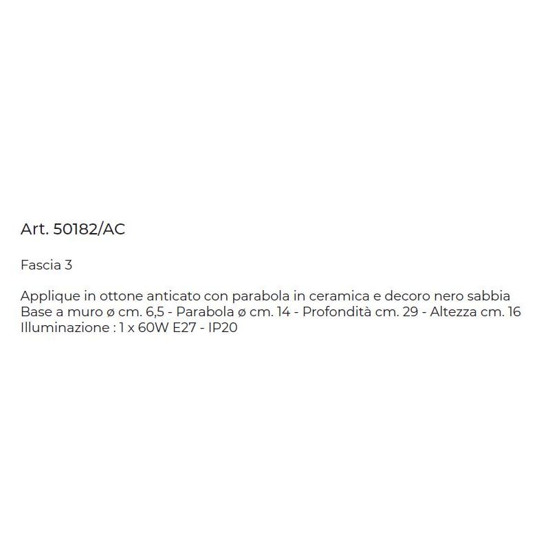 LAMPADA DA PARETE IN OTTONE E CERAMICA DECORATA CON DOPPIO SNODO RUSTICA MADE IN ITALY DELLA IMAS IMAS - Cristalensi Shop Online