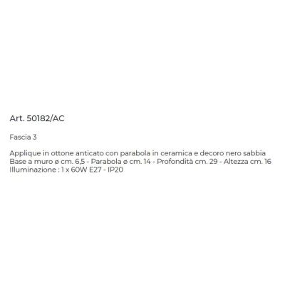 LAMPADA DA PARETE IN OTTONE E CERAMICA DECORATA CON DOPPIO SNODO RUSTICA MADE IN ITALY DELLA IMAS IMAS - Cristalensi Shop Online