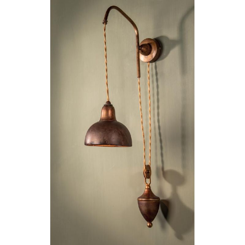 APPLIQUE SALISCENDI IN OTTONE INVECCHIATO E CERAMICA STILE RUSTICO MADE IN ITALY DELLA IMAS IMAS - Cristalensi Shop Online