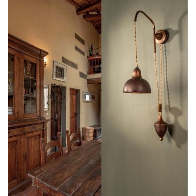 APPLIQUE SALISCENDI IN OTTONE INVECCHIATO E CERAMICA STILE RUSTICO MADE IN ITALY DELLA IMAS IMAS - Cristalensi Shop Online