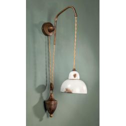 APPLIQUE SALISCENDI IN OTTONE INVECCHIATO E CERAMICA STILE RUSTICO MADE IN ITALY DELLA IMAS IMAS - Cristalensi Shop Online