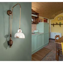 APPLIQUE SALISCENDI IN OTTONE INVECCHIATO E CERAMICA STILE RUSTICO MADE IN ITALY DELLA IMAS IMAS - Cristalensi Shop Online 2