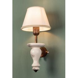 LAMPADA DA PARETE IN CERAMICA E OTTONE CON PARALUME IN STOFFA STILE RUSTICO MADE IN ITALY IMAS IMAS - Cristalensi Shop Online