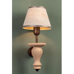 LAMPADA DA PARETE IN CERAMICA E OTTONE CON PARALUME IN STOFFA STILE RUSTICO MADE IN ITALY IMAS IMAS - Cristalensi Shop Online