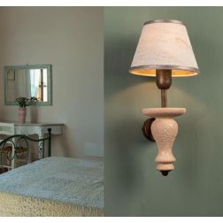 LAMPADA DA PARETE IN CERAMICA E OTTONE CON PARALUME IN STOFFA STILE RUSTICO MADE IN ITALY IMAS IMAS - Cristalensi Shop Online 2