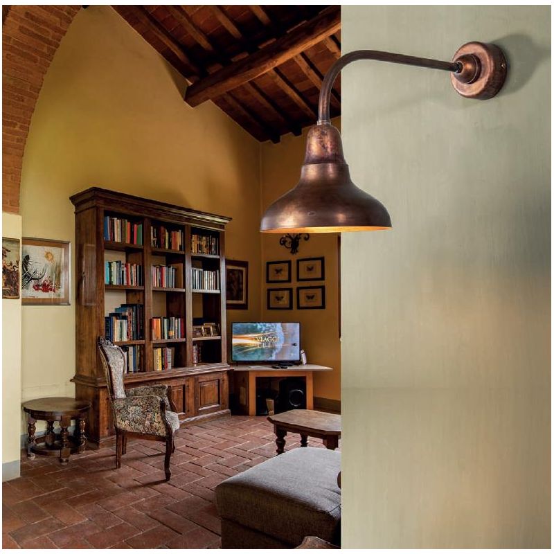 LAMPADA DA PARETE IN OTTONE ANTICATO STILE RUSTICO MADE IN ITALY DELLA IMAS FIRENZE IMAS - Cristalensi Shop Online