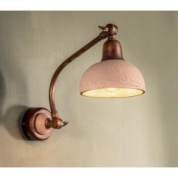 APPLIQUE IN OTTONE ANTICATO E CERAMICA DECORATA CON DOPPIO SNODO STILE RUSTICO MADE IN ITALY DELLA IMAS IMAS - Cristalensi Shop