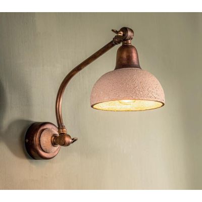 APPLIQUE IN OTTONE ANTICATO E CERAMICA DECORATA CON DOPPIO SNODO STILE RUSTICO MADE IN ITALY DELLA IMAS IMAS - Cristalensi Shop